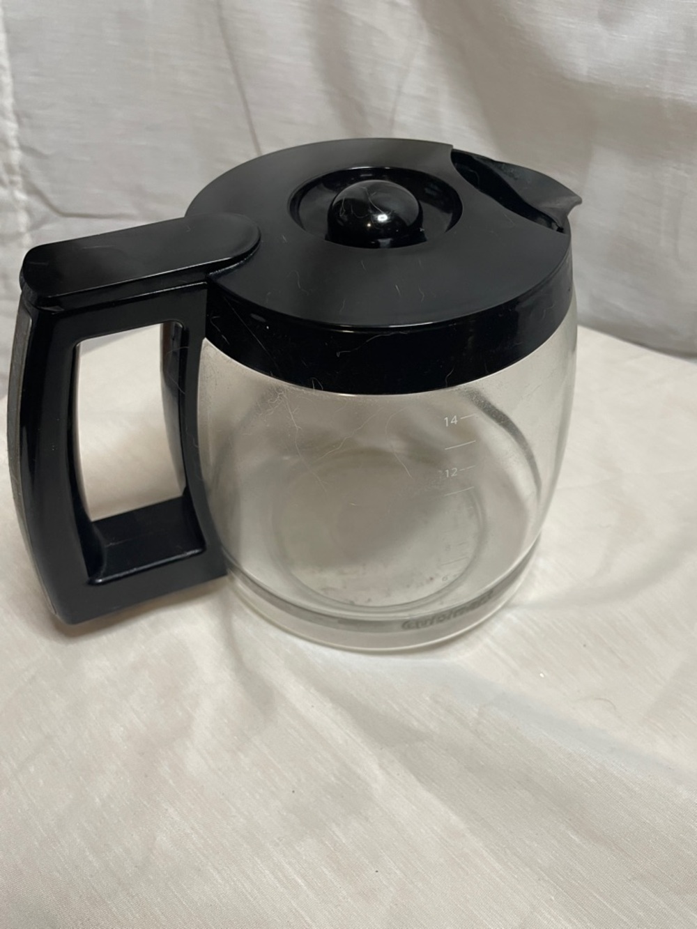 Cuisinart Clear Glass Coffee Pot with Black Lid and Handle Replacement 14 cup